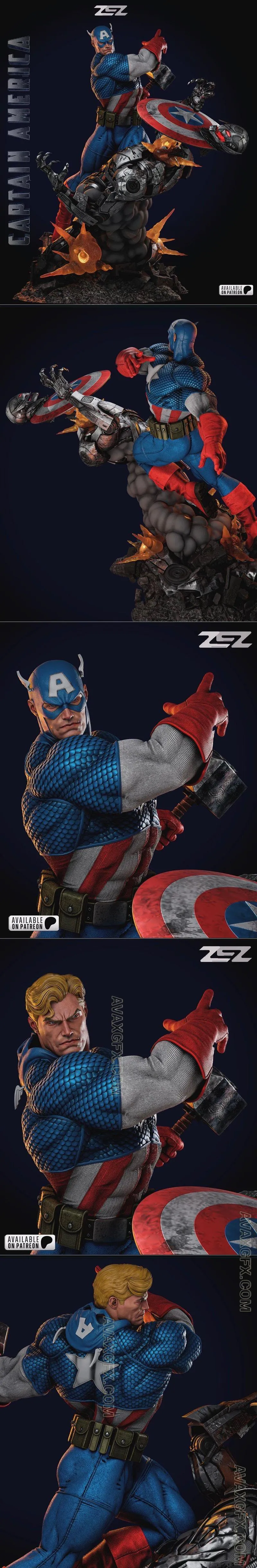 ZEZ Studios - Captain America Sculpture and Bust - STL 3D Model