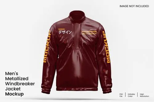 Mens Metallized Windbreaker Jacket Mockup KT3LUES