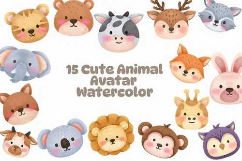 Cute Animal Avatar Watercolor A5NBLCG