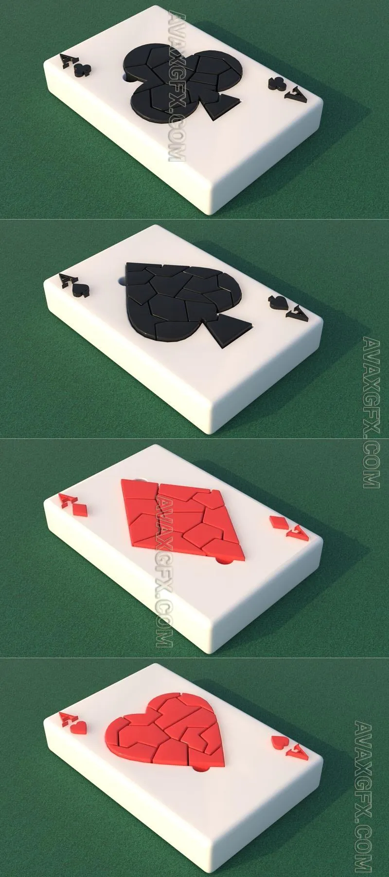 Poker Ace card Puzzle - STL 3D Model