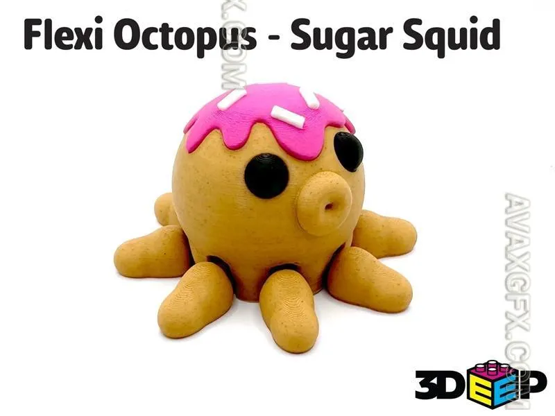Flexi Kawaii Octopus - Sugar Squid - STL 3D Model