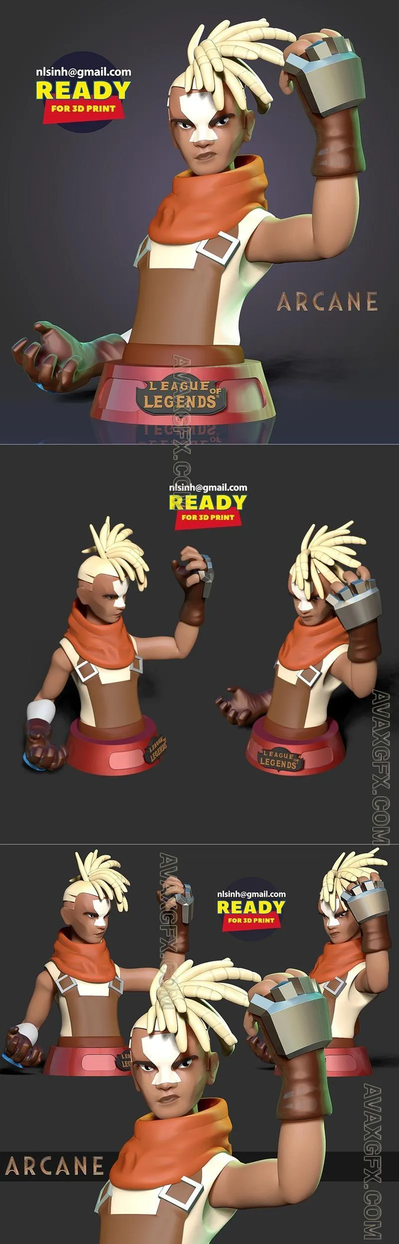Ekko Arcane Fanart - STL 3D Model