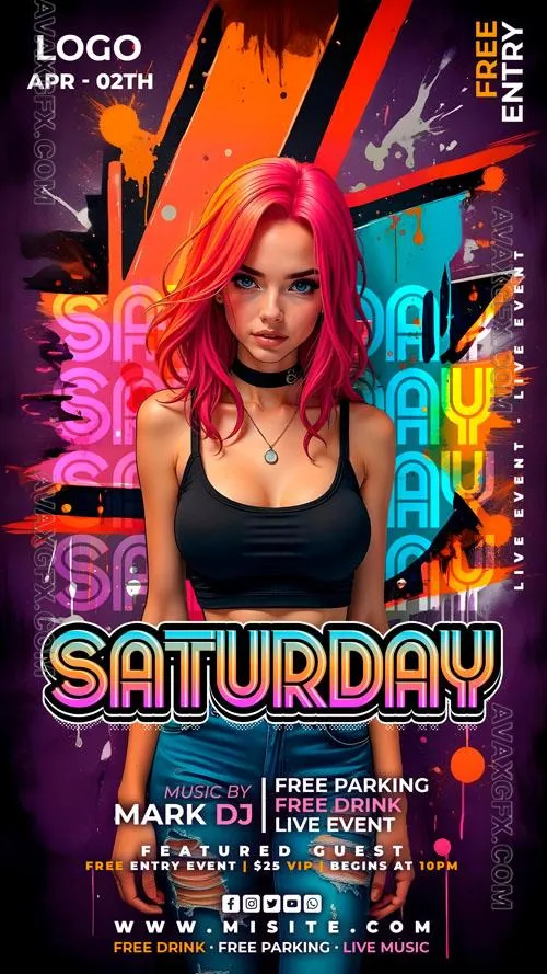 Flyer party psd design template, night club, dj party vol 9