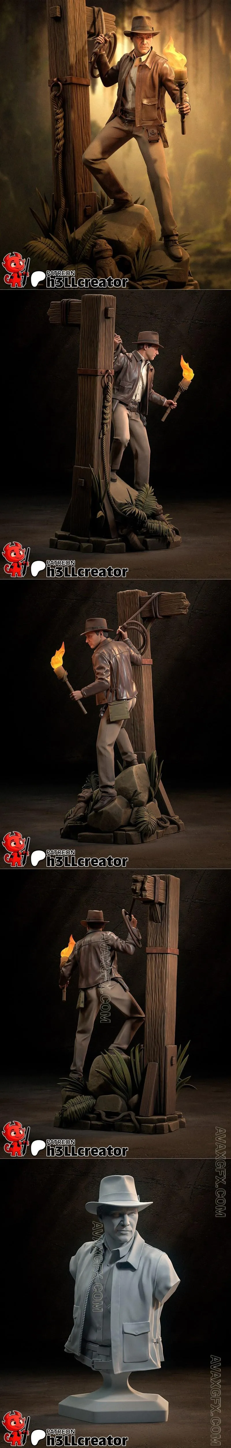 h3LL creator - Indiana Jones Sculpture and Bust - STL 3D Model