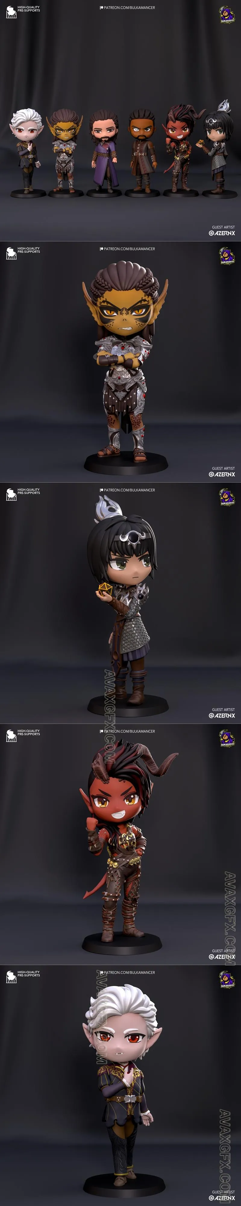 Bulkamancer Sculpts - Origin Characters in Chibi Style from Baldur's Gate III - STL 3D Model