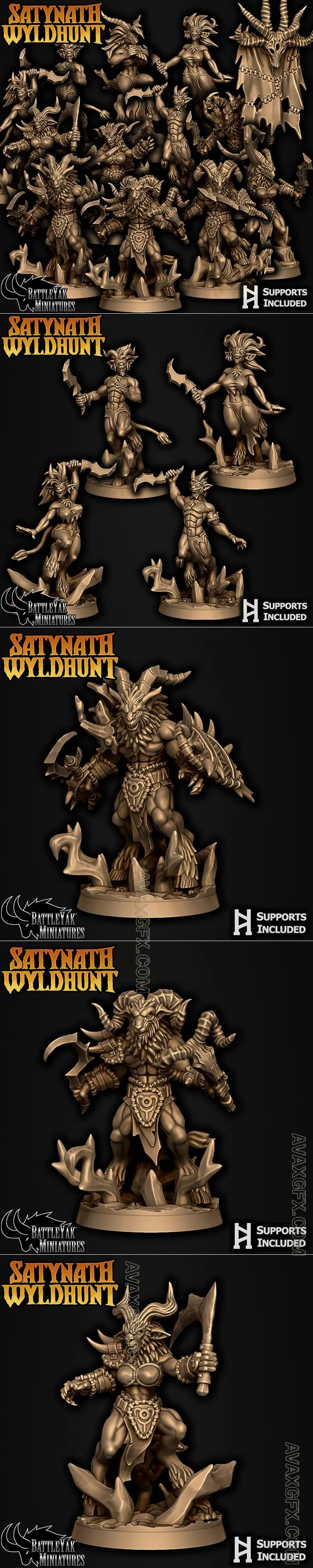 Battle Yak Miniatures - Satynath Wyldhunt Character Pack - STL 3D Model