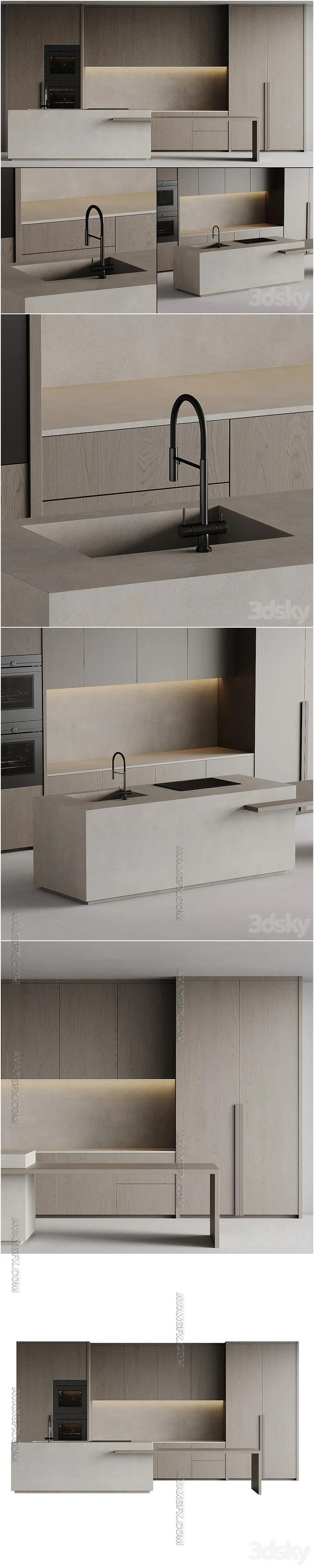 Kitchen with island 006 - 3D Model