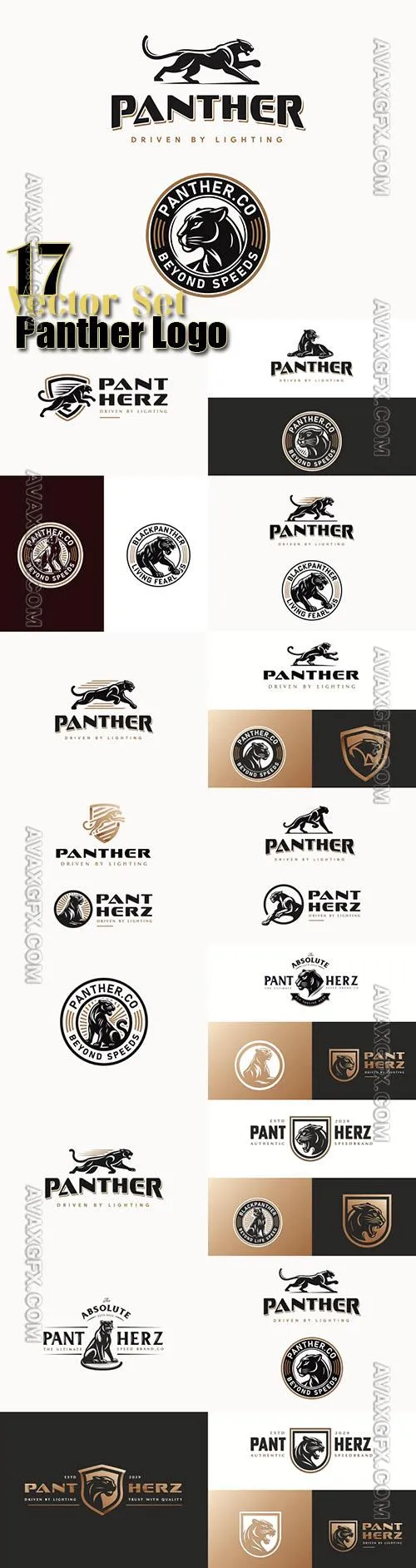 Black Panther silhouette logo cougar wild speed motor logo template for business