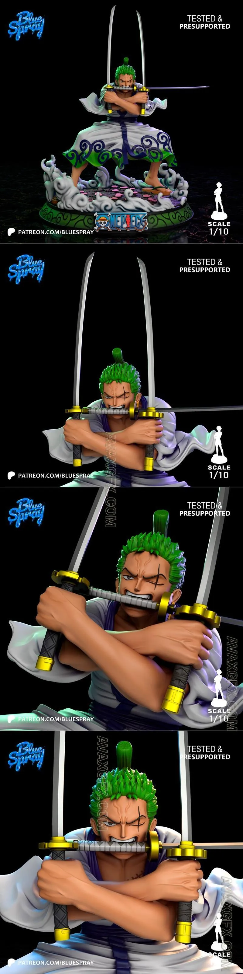 Blue Spray - Zorojuro Sculpture - STL 3D Model