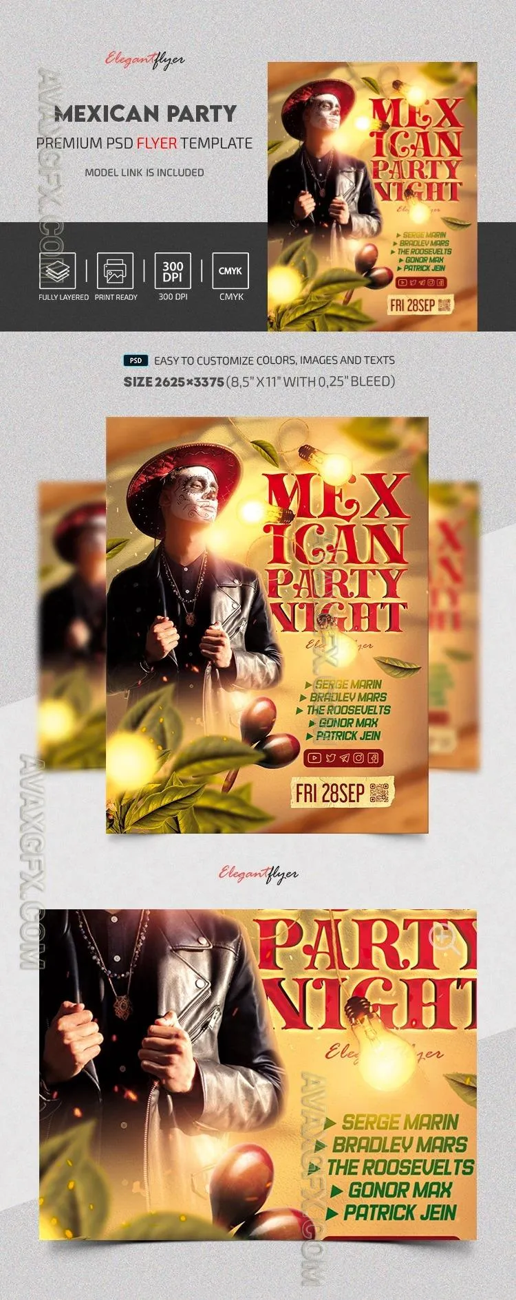 Mexican Party Flyer - Premium Flyer template (PSD)