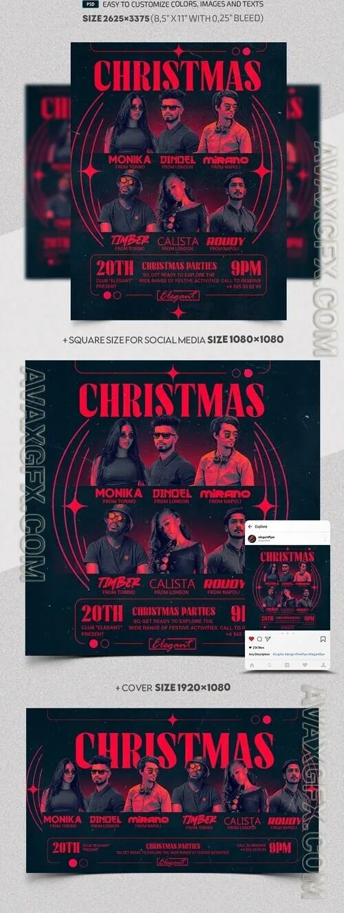 Christmas Night Party - Premium Flyer template (PSD)