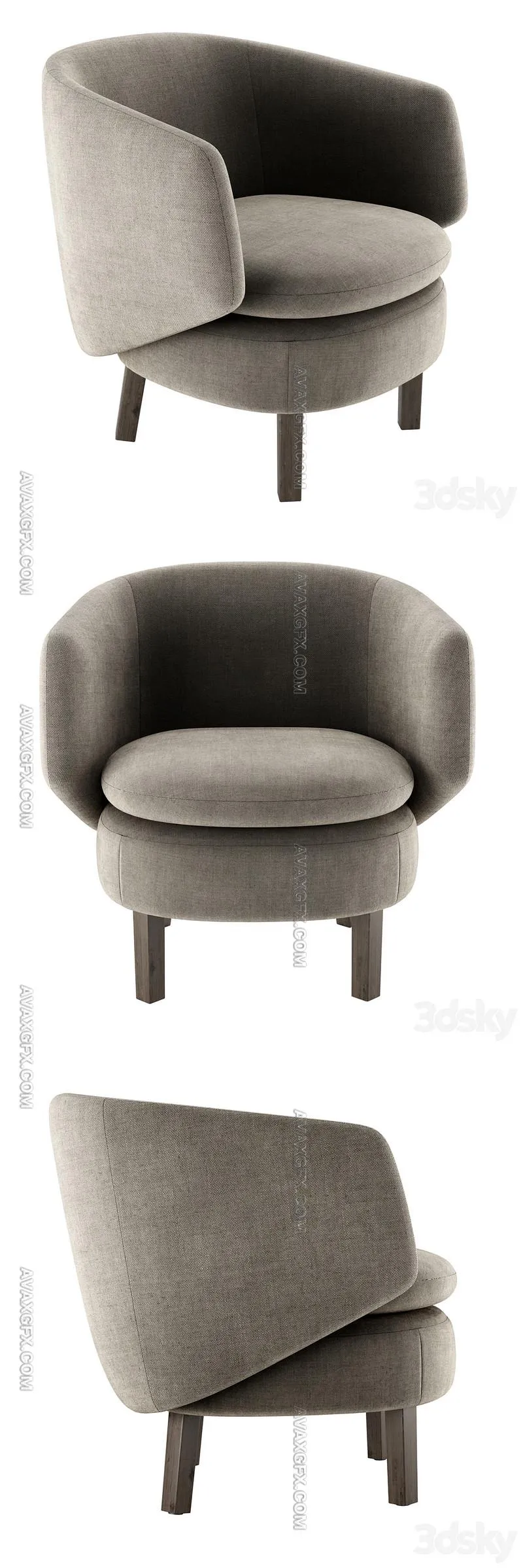 Armchair Crescent - 3D Model