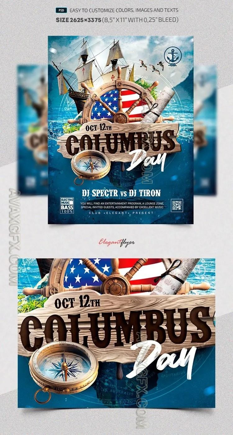 Columbus Day Party - Premium Flyer template (PSD)