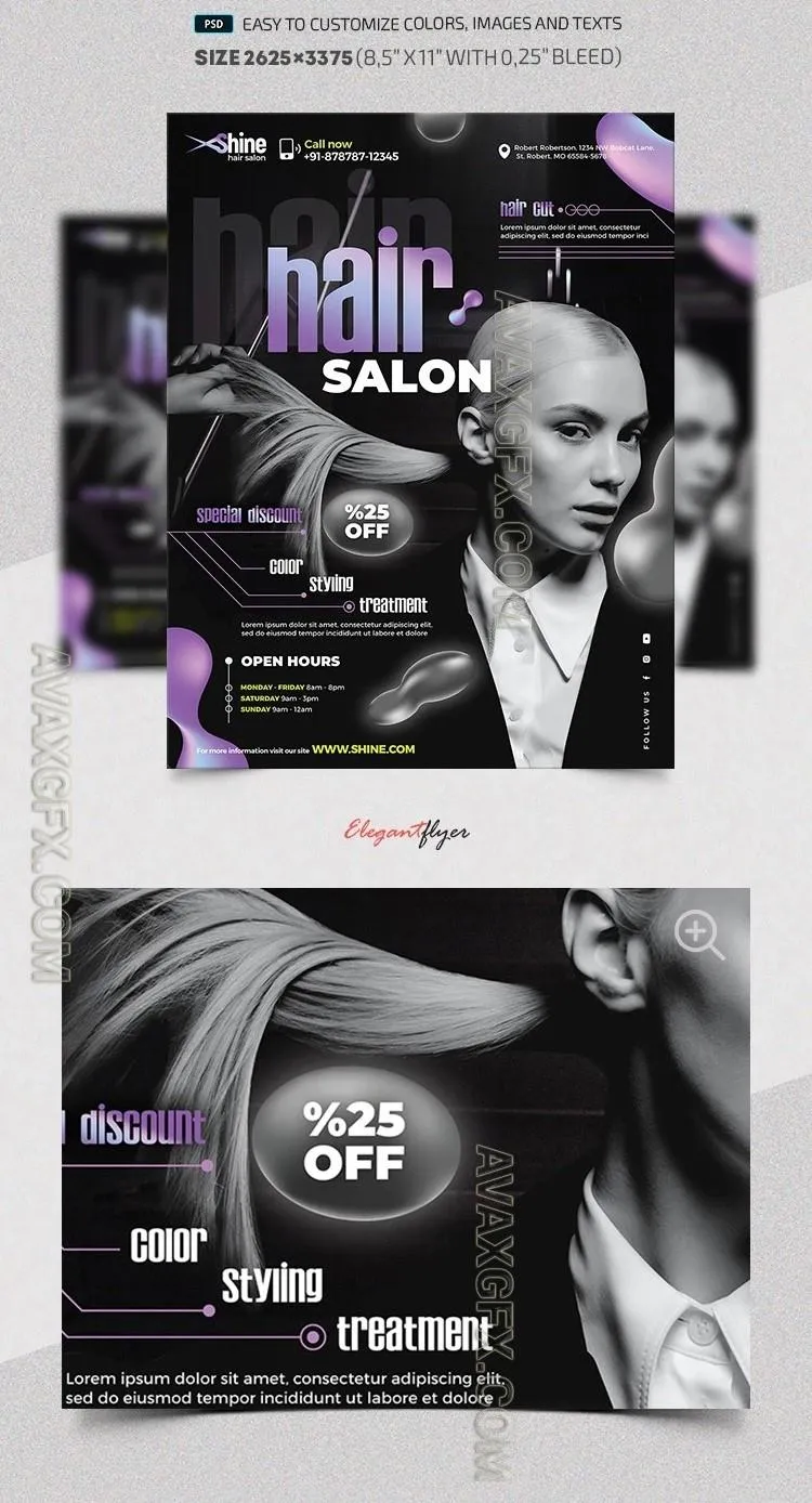 Hair Salon - Premium Flyer template (PSD)