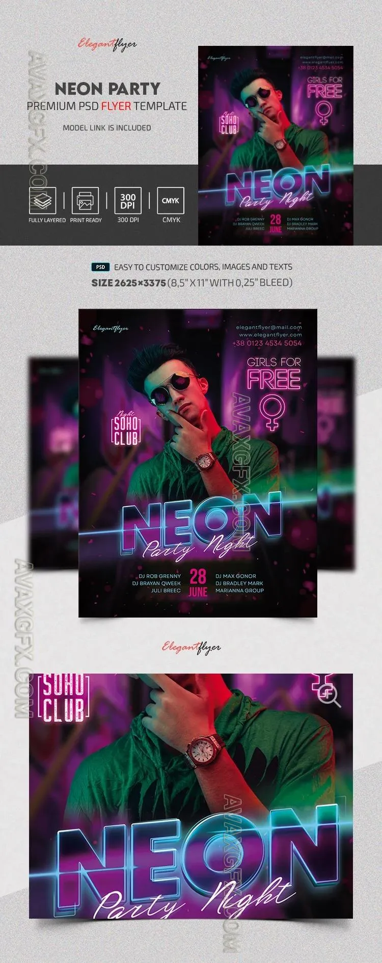 Neon Party Flyer - Premium Flyer template (PSD)