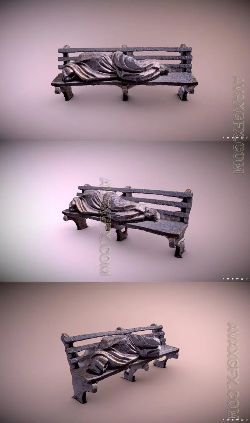 Jesus on the bench - STL 3D Model