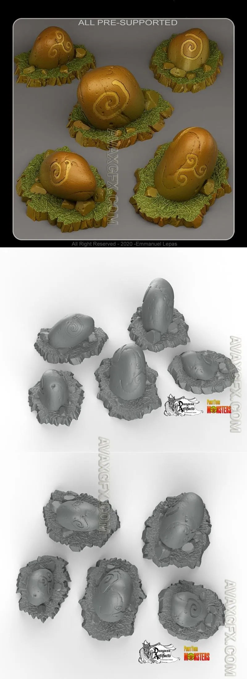 Druidic Giant Pebbles - STL 3D Model