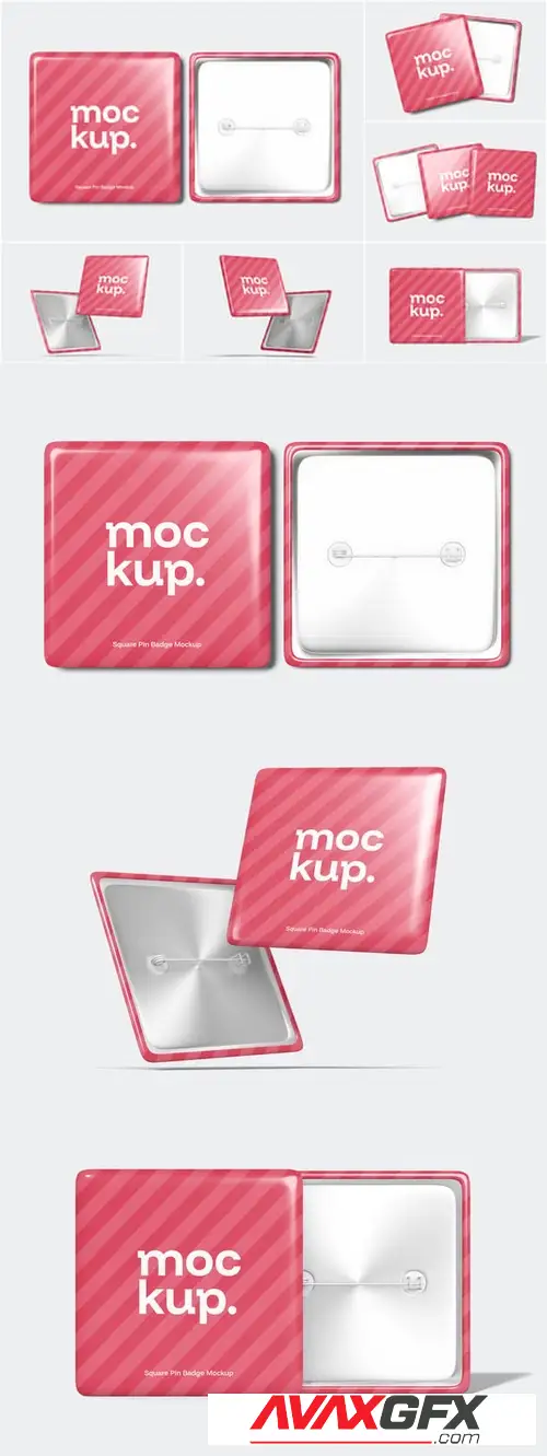 Square Pin Badge Mockup 4DXP539