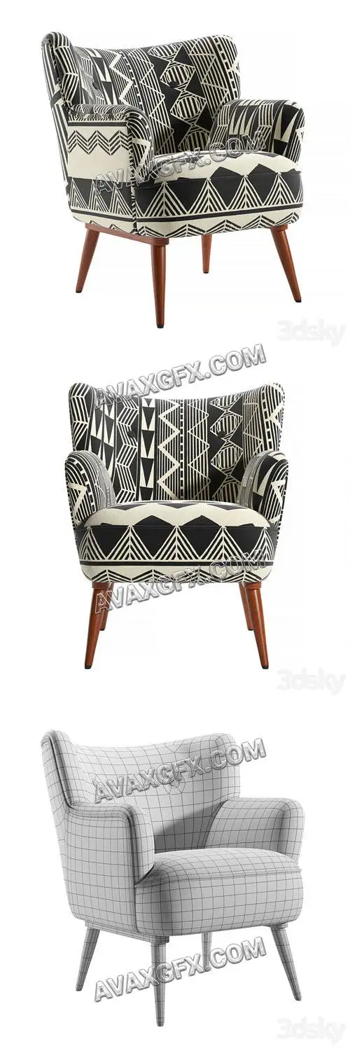 Anthropologie Ulla Petite Accent Armchair - 3D Model