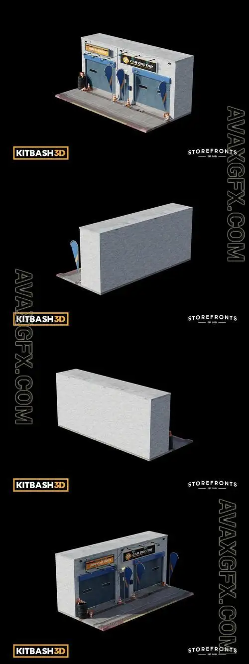Kitbash: Storefronts - Auto Repair Shop 3D WQMEMSA