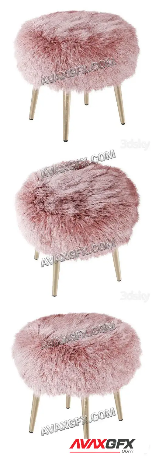 Round chair fur 2 - 3D Model