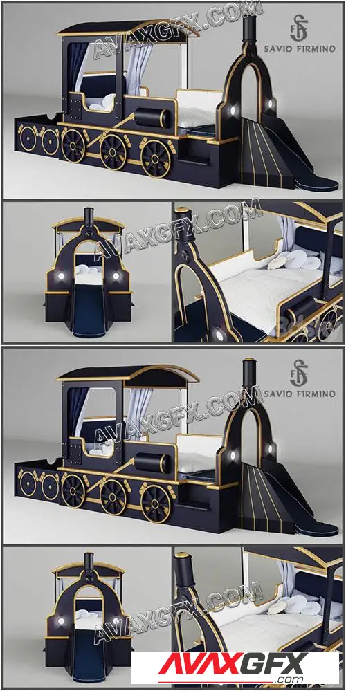 Savio Firmino Kid's Bed "Train" - 3D Model