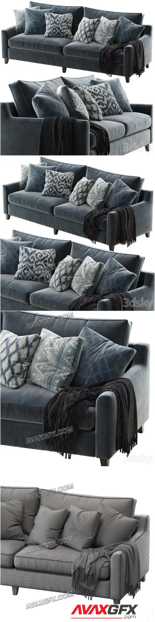 Beverly upholstered sofa - 3D Model