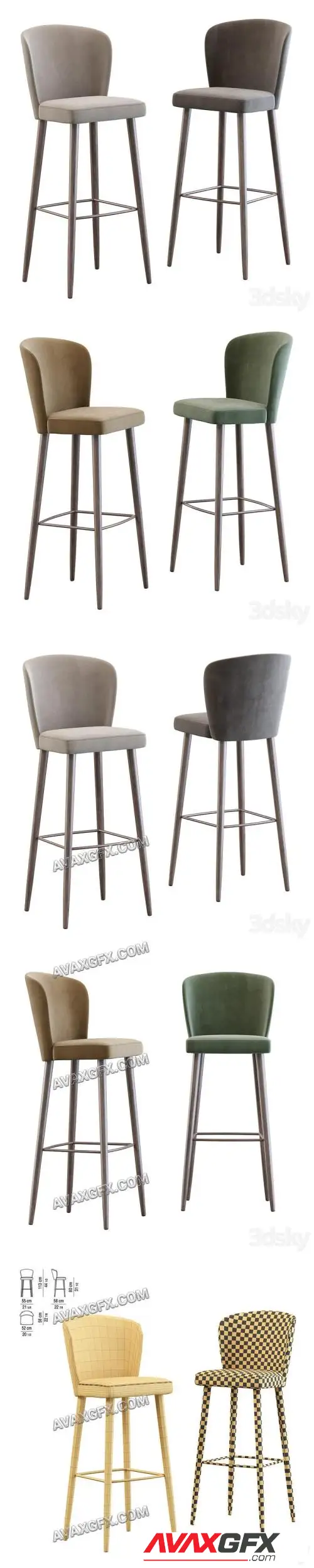 Aston Stool by Minotti - 3D Model