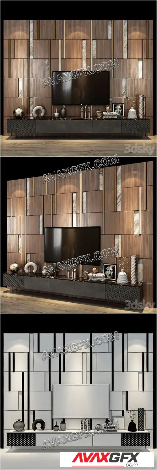 TV Stand set 0302 - 3D Model