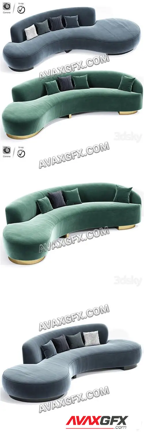 Serpentine Sofa And Freeform Curve Vladimir Sofa Set - 3D Model