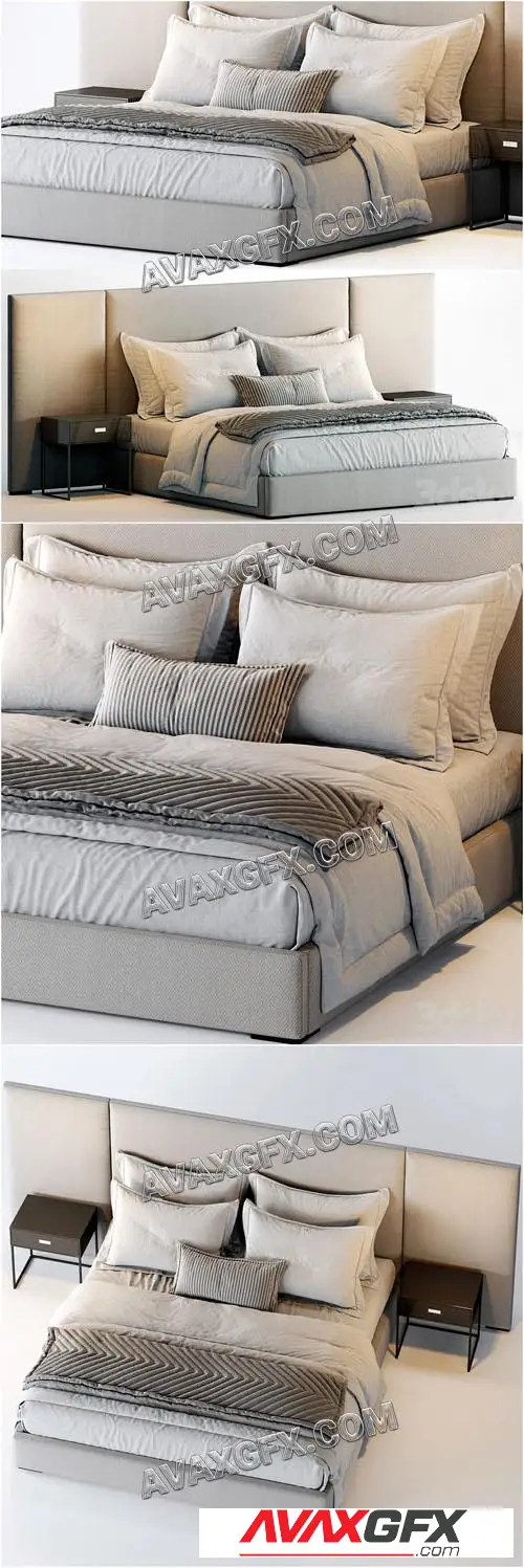 RH Modena Non Tufted Extended Bed - 3D Model