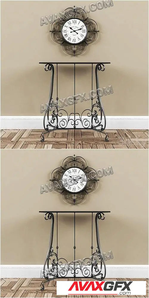 Forged console and clocks - 3D Model