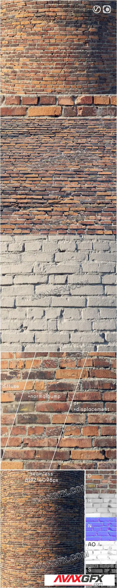 Brick wall with damage (material) - 3D Model