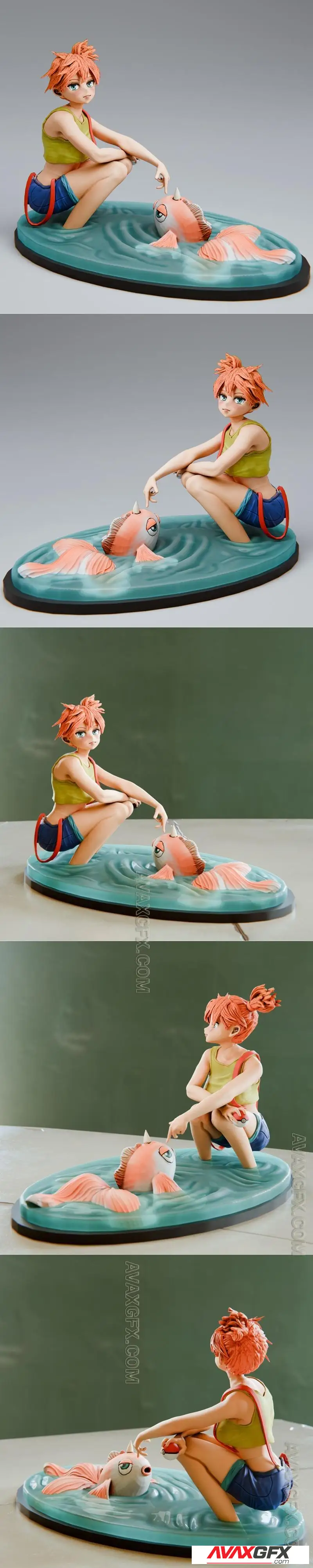 Misty and Goldeen - Pokemon - Ente del Bosque - STL 3D Model
