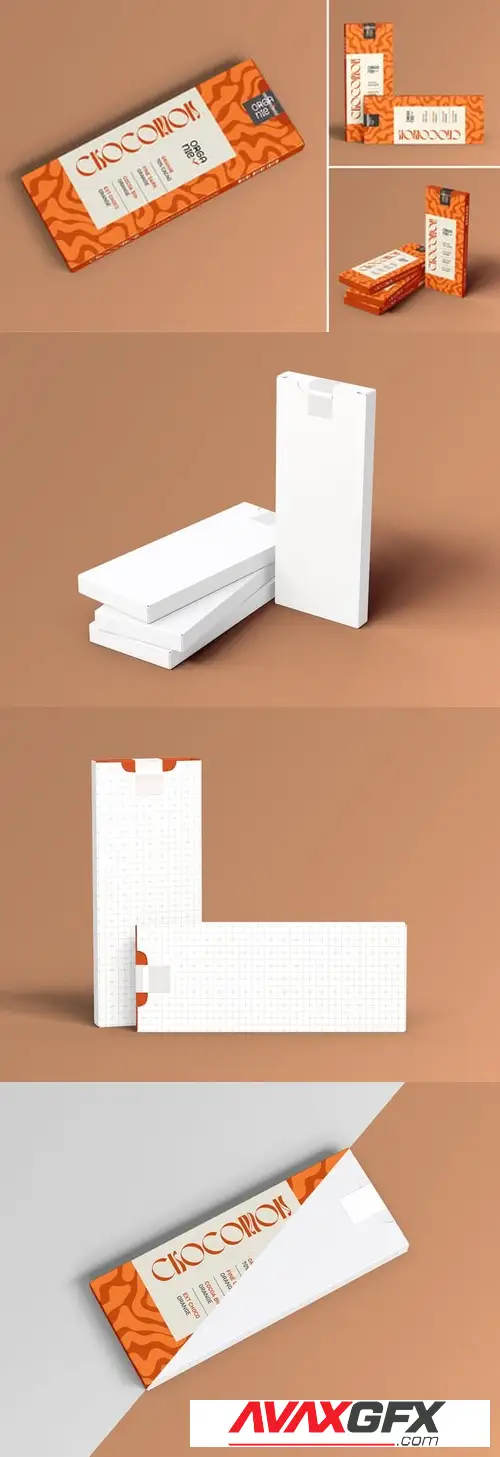 Paper Chocolate Box Packaging Mockup Set SA66FRT