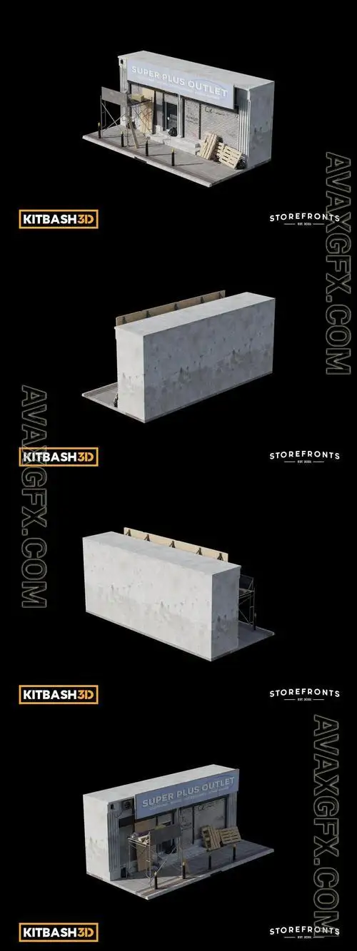 Kitbash: Storefronts - Closed Clothing Store 3D 2YY64L5