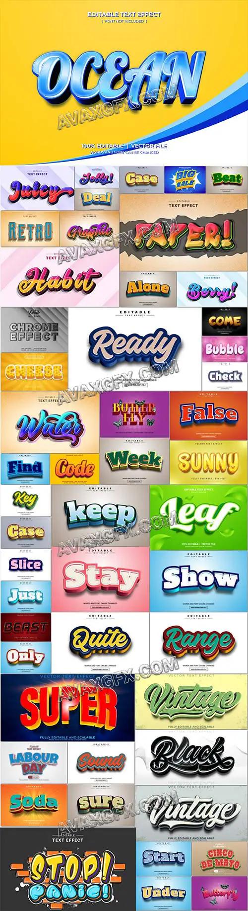 3d editable text style effect vector vol 1033