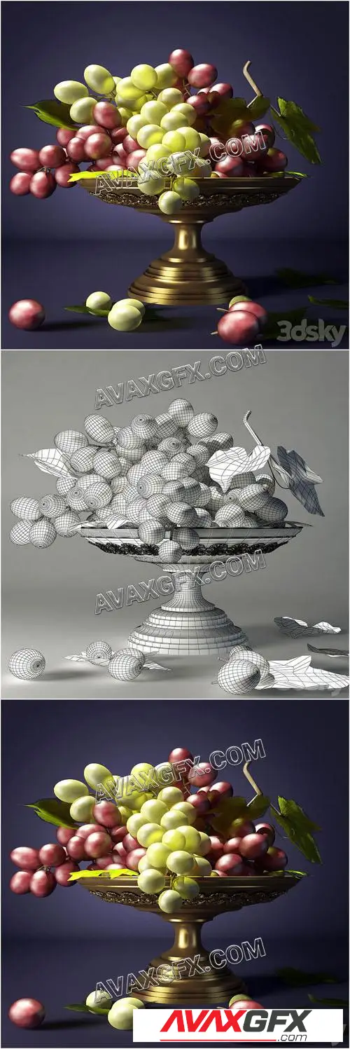 Grapes in a vase - 3D Model