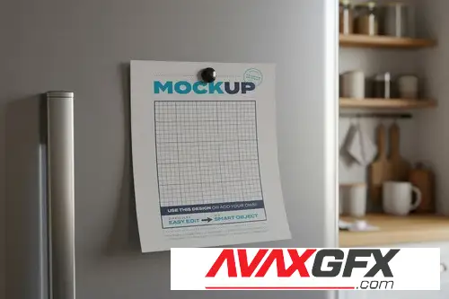 Note Paper pin to Fridge Mockup U7LPJSA