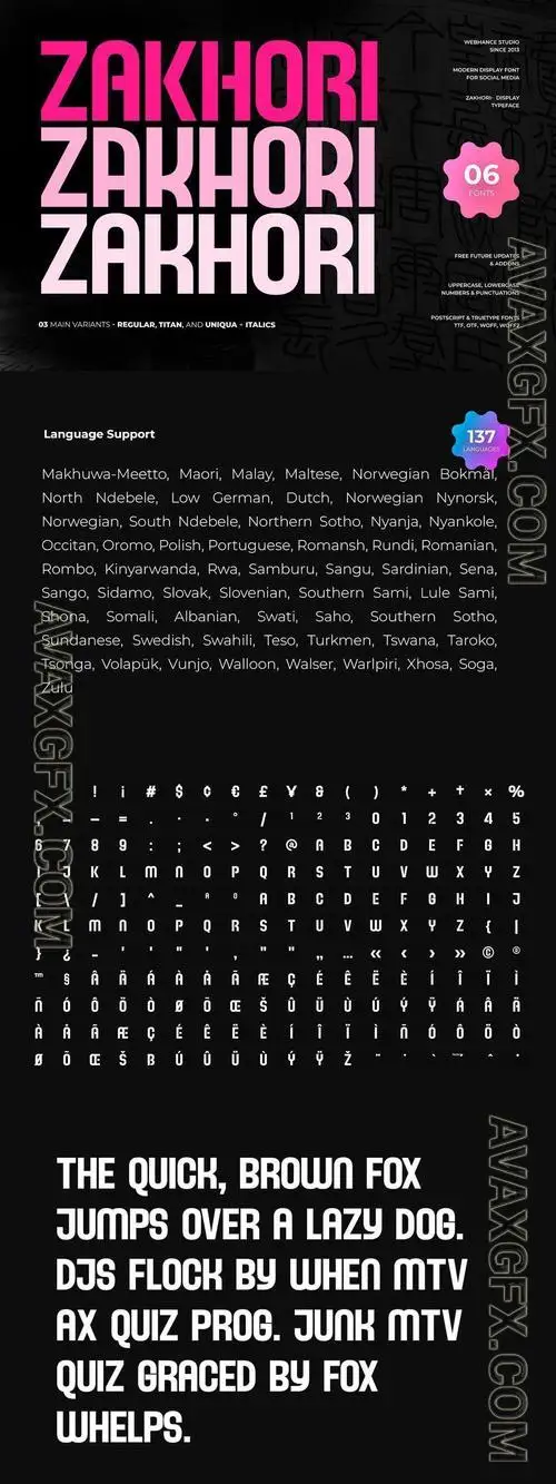 Zakhori - Modern Display Sans-Serif Font family GAN8P7Q