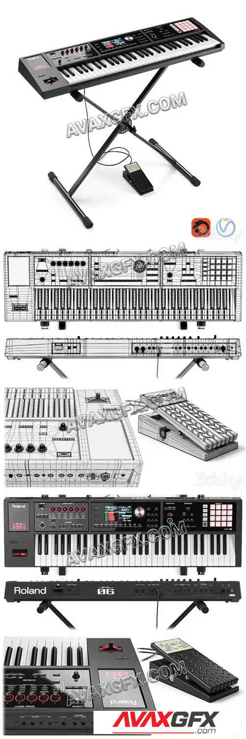 Synthesizer Roland FA-06 - 3D Model