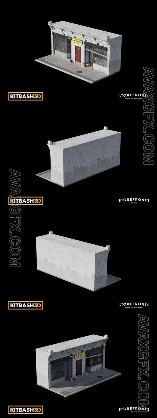 Kitbash: Storefronts - Abandoned Bike Shop 3D DHWELZS