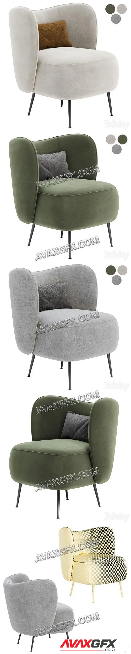Upholstered Wingback Chair - 3D Model