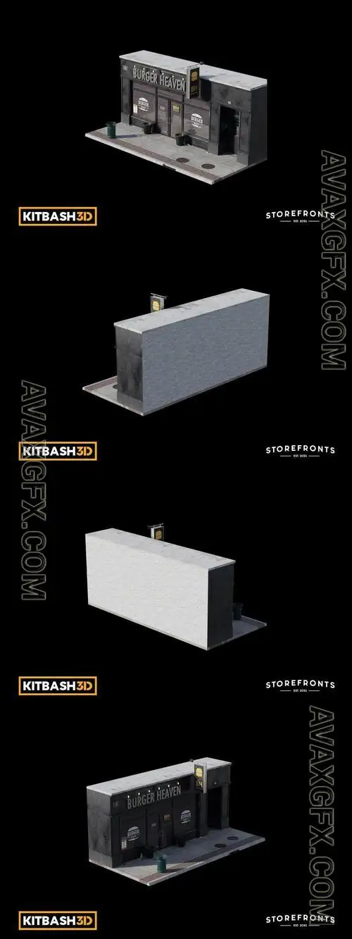 Kitbash: Storefronts - Burger Heaven 3D 6DY6TKF