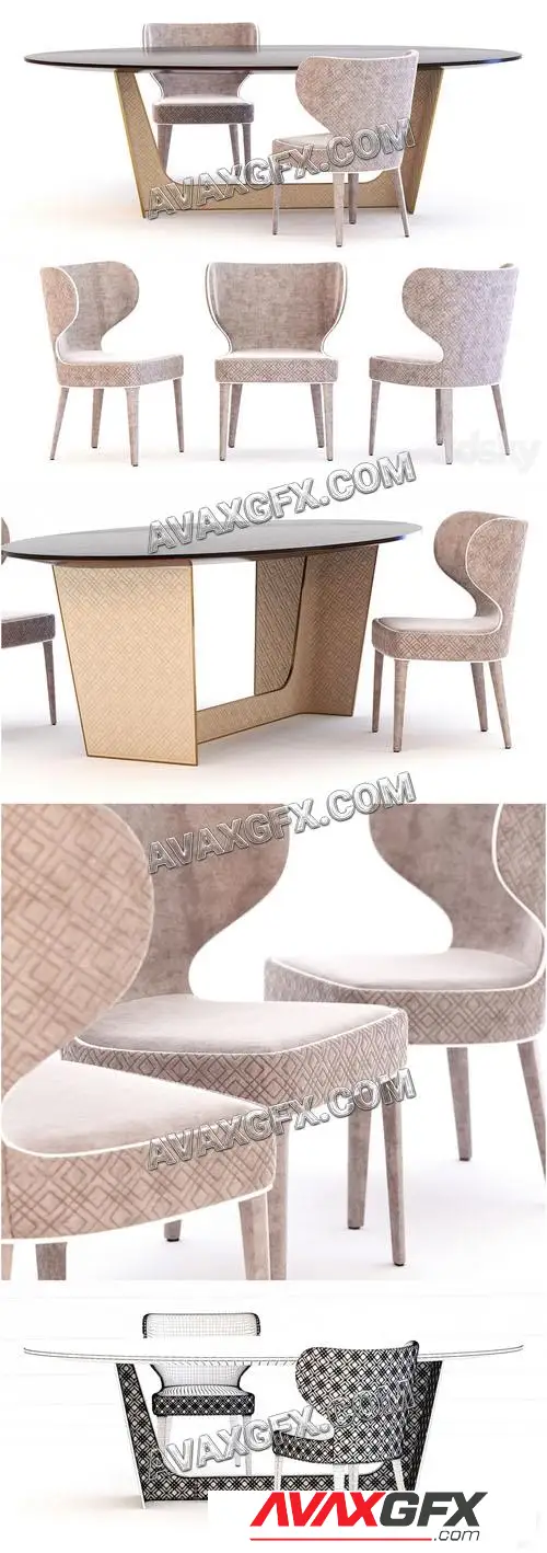 Wings table and chair of Aida factory RUGIANO - 3D Model