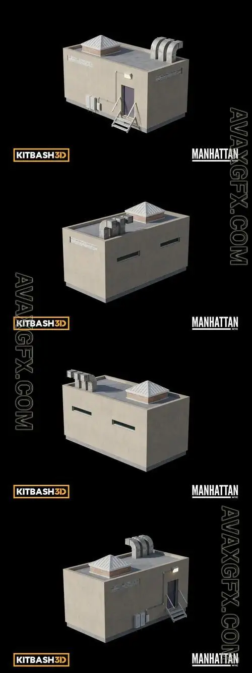 Kitbash: Manhattan - Rooftop Entrance C 3D YMY543M