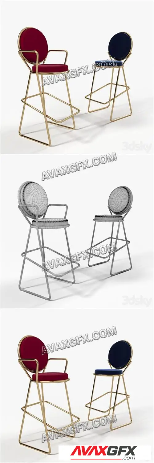 Double zero bar stool from Moroso - 3D Model