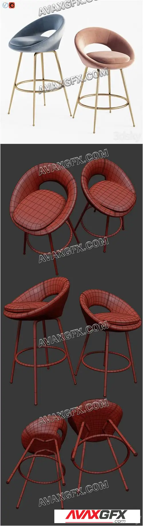 Orb Bar Stool & Counter Stools West Elm - 3D Model