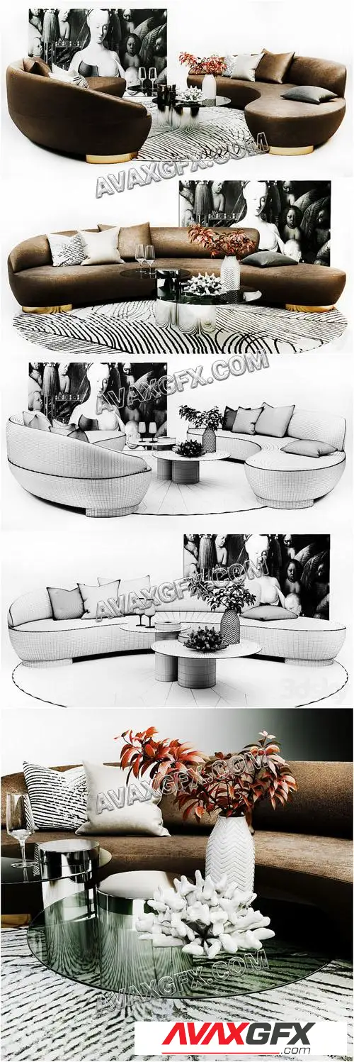 Vladimir KAGAN Free Form Curved Sofa - 3D Model
