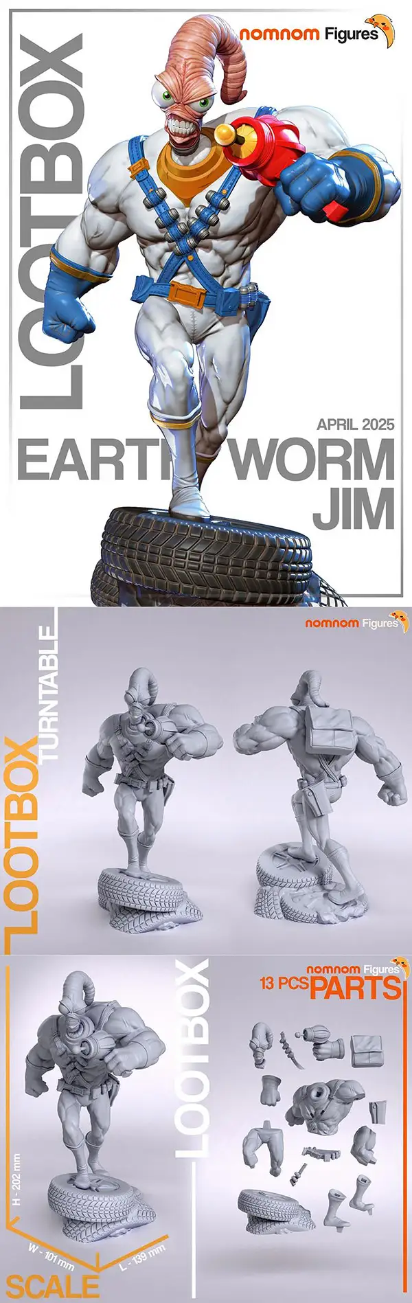 Nomnom Figures – Jim – Earthworm Jim – 3D Print